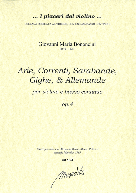Arie, correnti, sarabande, op. 4 (Bologna, 1671)