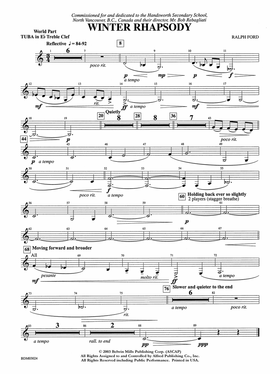Winter Rhapsody: WP E-flat Tuba T.C.