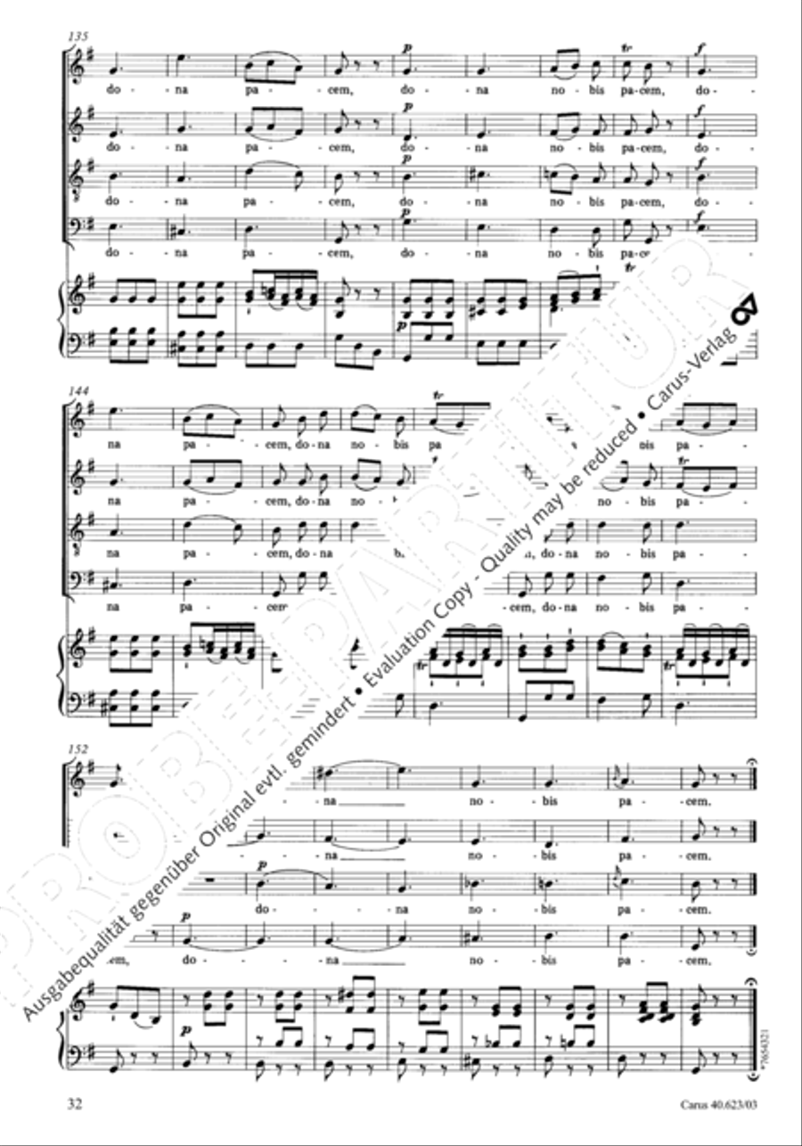 Missa brevis in G major 4-Part scores gallery preview page 35