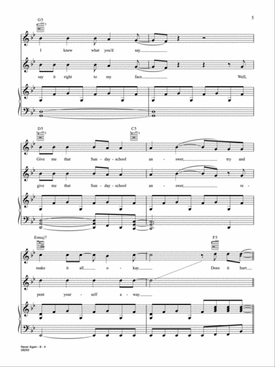 Never Again Piano, Vocal, Guitar scores gallery preview page 4