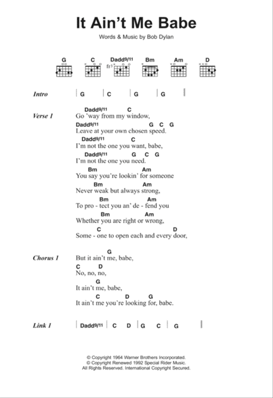 It Ain't Me Babe Acoustic Guitar scores gallery preview page 1