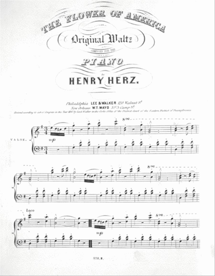 The Flower of America. Original Waltz Piano Solo scores gallery preview page 1