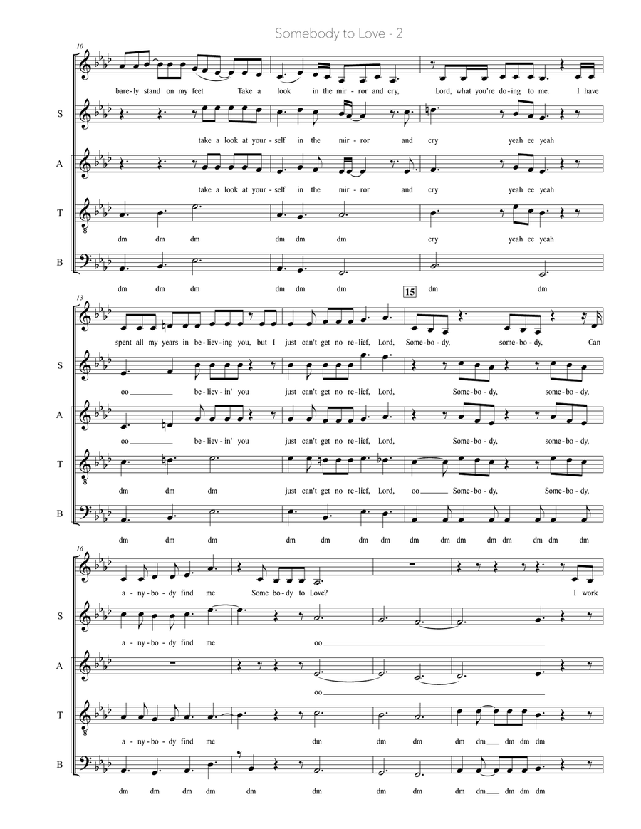 Somebody To Love 4-Part scores gallery preview page 2