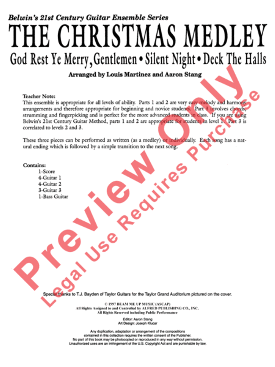 Belwin's 21st Century Guitar Ensemble -- Christmas Medley Guitar Ensemble scores gallery preview page 2