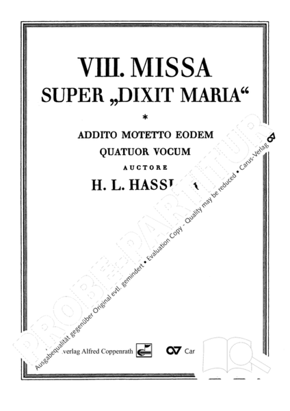 VIII. Missa super Dixit Maria image number null