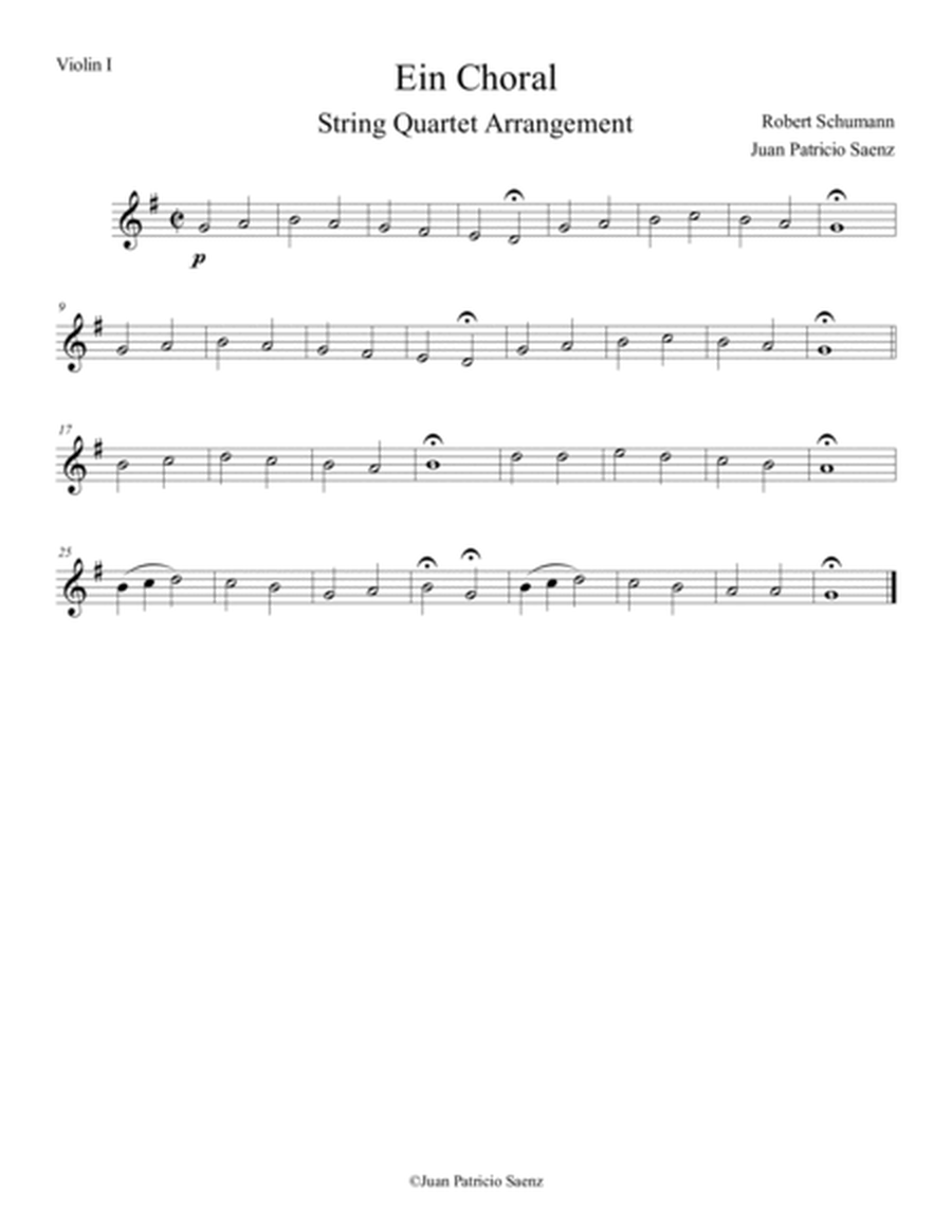 Schumann, R: Album for the Young - Ein Choral - Intermediate String Quartet Arrangement image number null