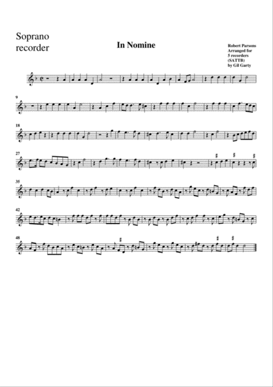 In Nomine a5 (arrangement for 5 recorders) Recorder scores gallery preview page 3