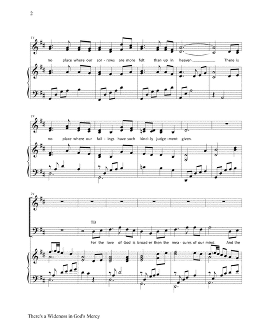 There’s a Wideness in God’s Mercy (SATB and piano) 5 pages. image number null