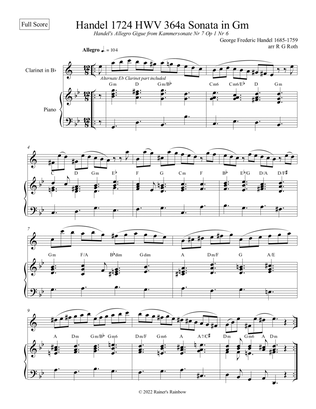 Handel's Gigue or Tarantela For Clarinet Solo