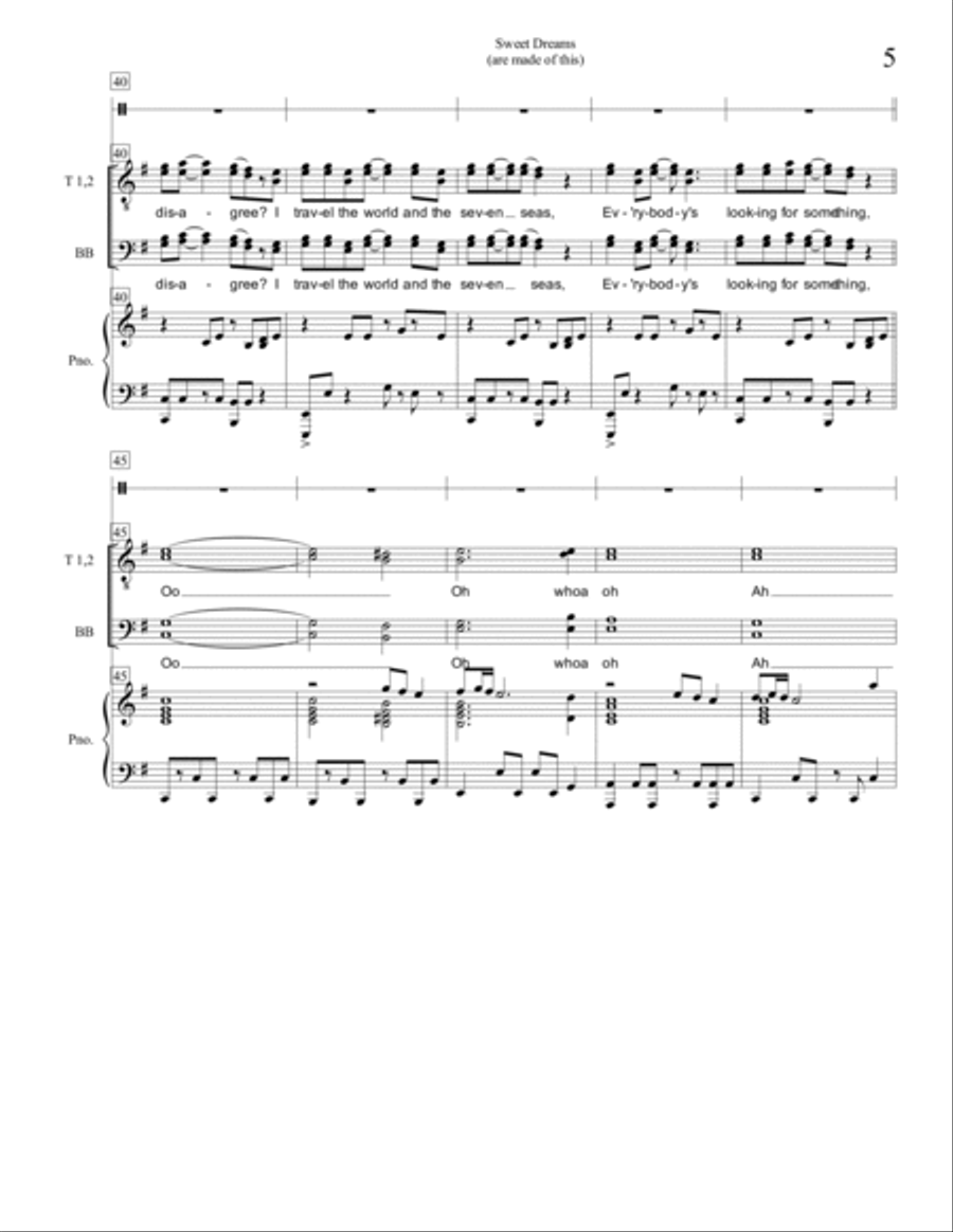 Sweet Dreams (are Made Of This) Sweet Dreams (are Made Of This) TTBB scores gallery preview page 5