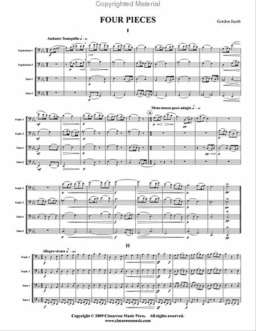 Four Pieces for Tuba Quartet EETT scores gallery preview page 2