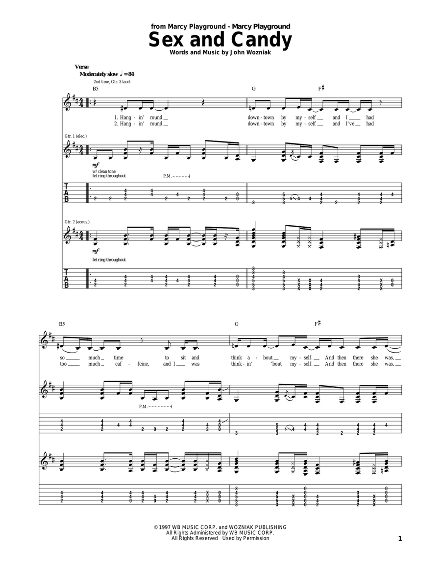 Sex And Candy Acoustic Guitar scores gallery preview page 1