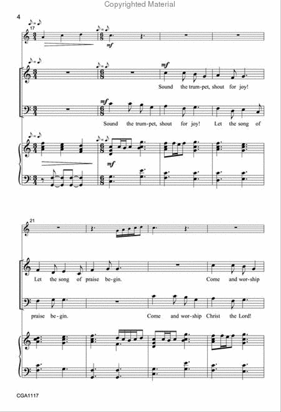 Sound the Trumpet Unison Choir scores gallery preview page 4