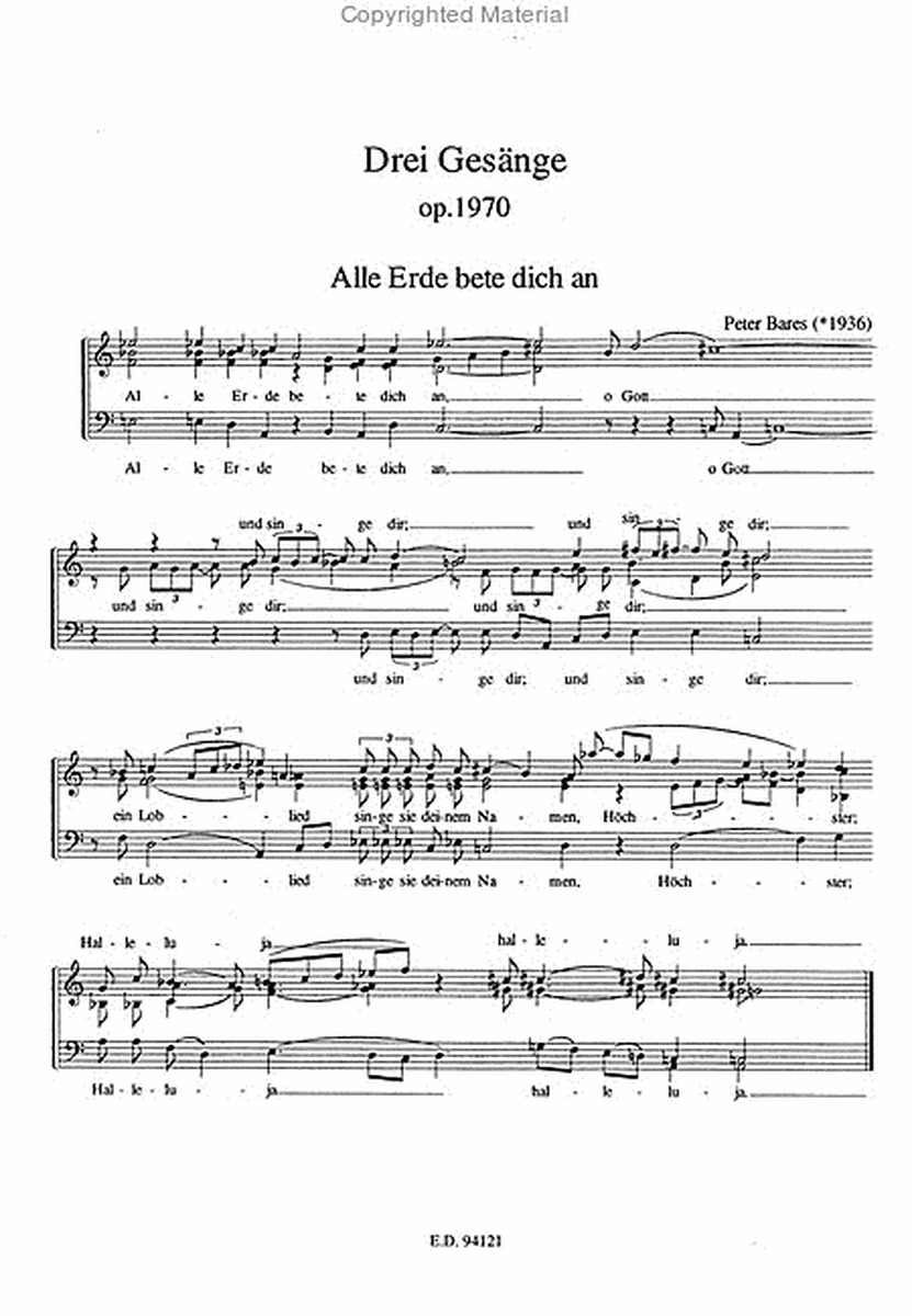 Drei Gesänge auf "Alle Erde bete dich an" op. 1970 (1994)
