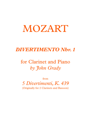 DIVERTIMENTO Nbr. 1 for Clarinet and Piano, K. 439
