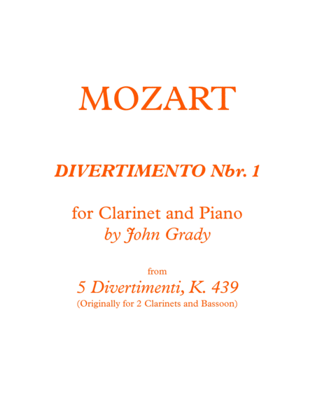 DIVERTIMENTO Nbr. 1 for Clarinet and Piano, K. 439 image number null