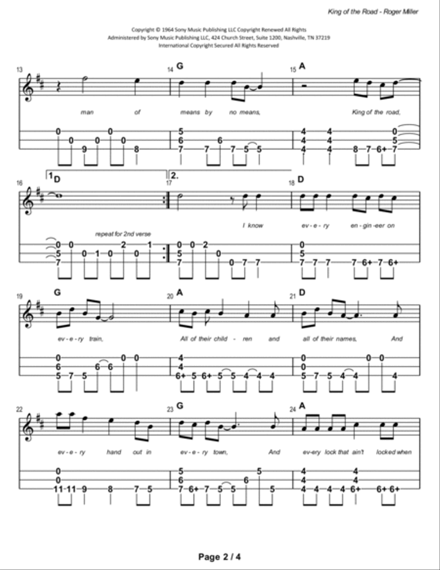 King Of The Road Dulcimer scores gallery preview page 3