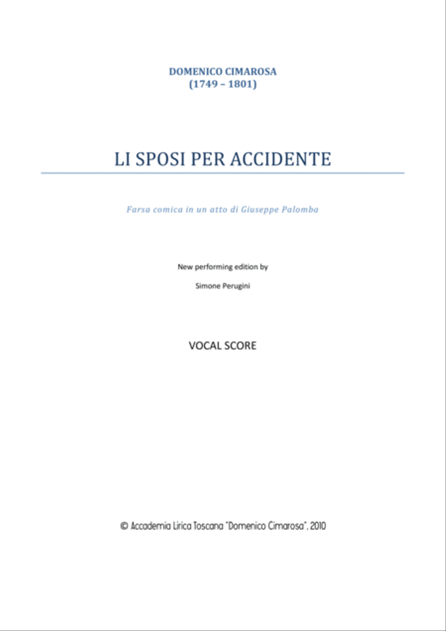 Li Sposi Per Accidente [Vocal Score]