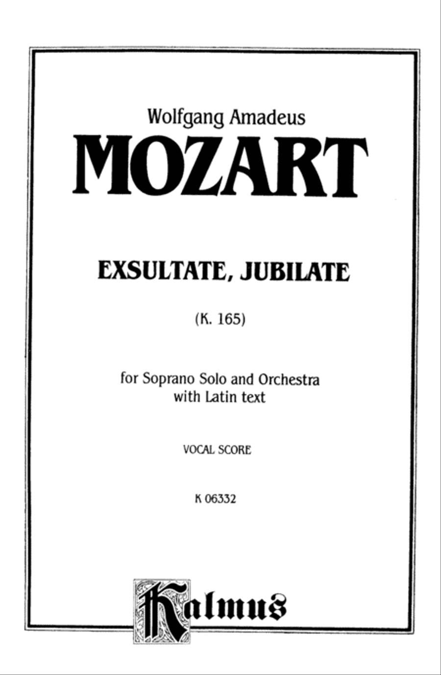 Mozart: Exultate Jubilate, K. 165, Motet for Soprano (Latin) Voice scores gallery preview page 1