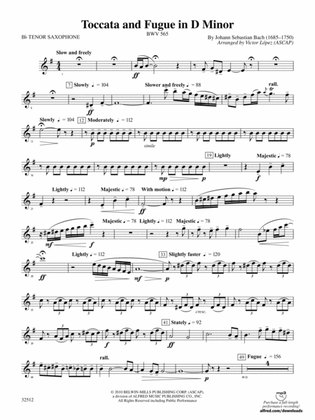 Toccata and Fugue in D Minor: B-flat Tenor Saxophone