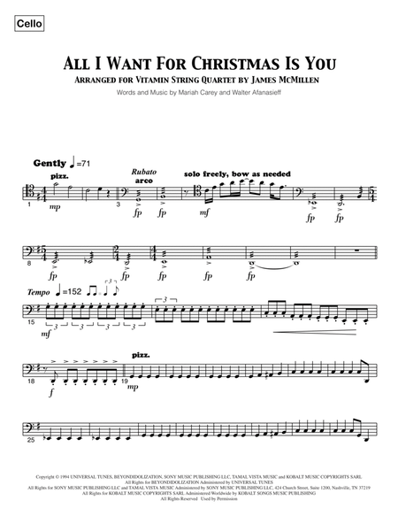 All I Want For Christmas Is You - Cello