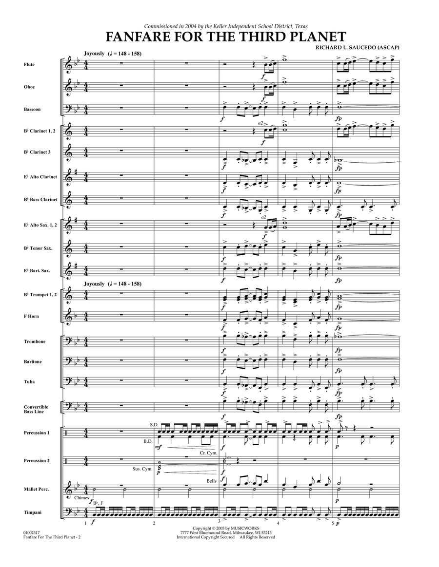 Fanfare for the Third Planet - Full Score Concert Band scores gallery preview page 1