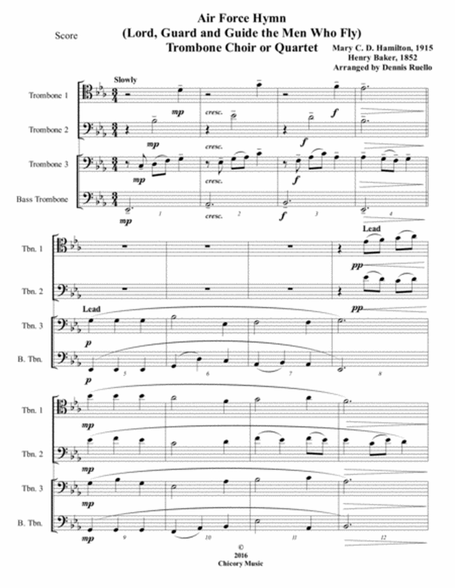 Air Force Hymn ("Lord, Guard and Guide") - Trombone Choir or Quartet - Advanced Intermediate image number null