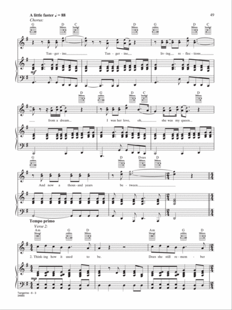 Tangerine Piano, Vocal, Guitar scores gallery preview page 3