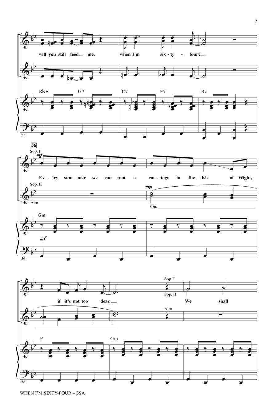 When I'm Sixty-Four SSA scores gallery preview page 6