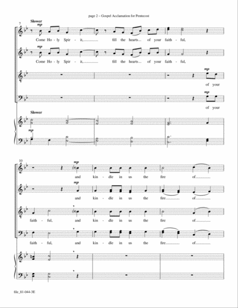 Gospel Acclamation for Pentecost 4-Part scores gallery preview page 2