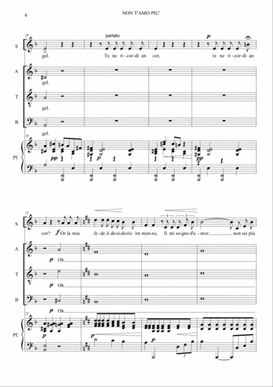 NON T'AMO PIU' - F.P. Tosti - For Soprano, ATB Choir and Piano ATB scores gallery preview page 4