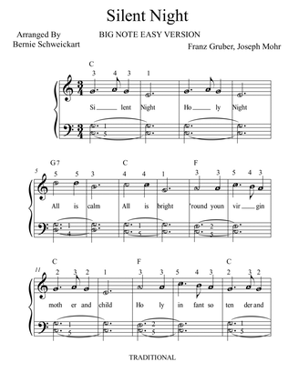 Book cover for Silent Night (BIG NOTE VERSION) With Fingering