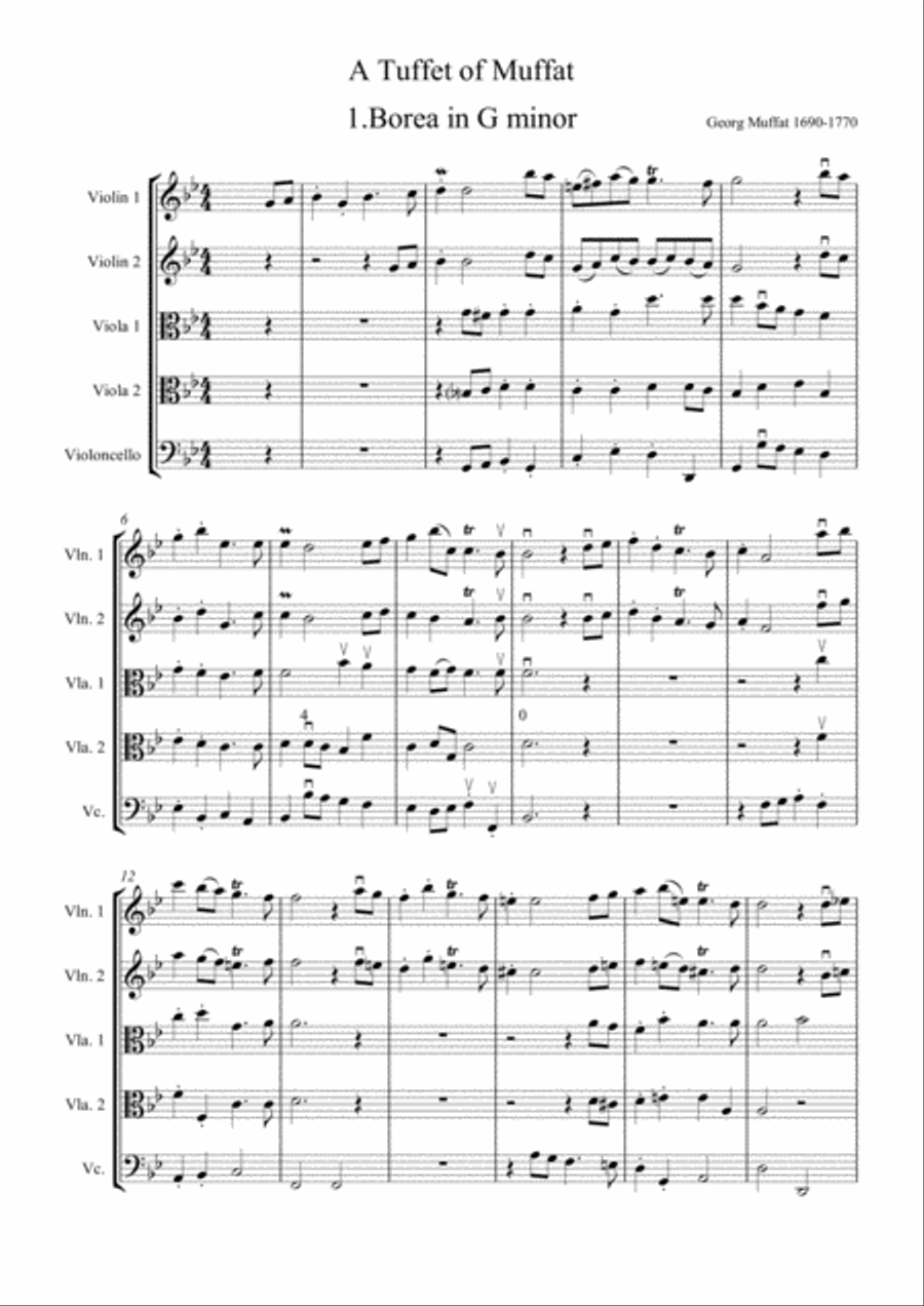 A Tuffet of Muffat (for 2 violins, 2 violas and cello) String Quartet scores gallery preview page 2
