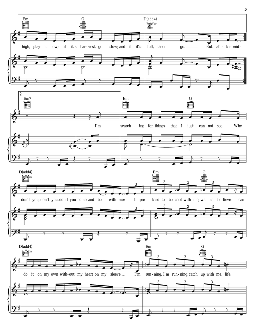 Turn Off The Light Piano, Vocal, Guitar scores gallery preview page 5