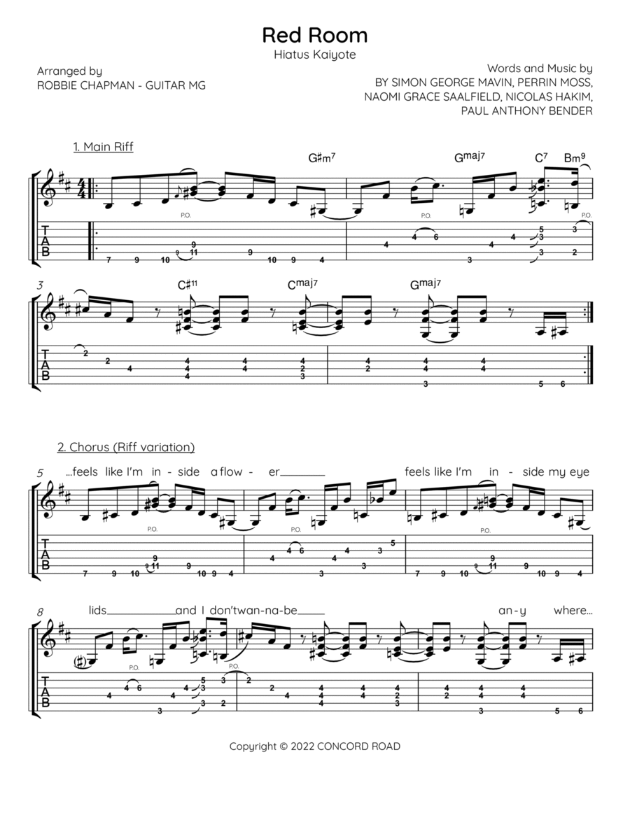 Red Room (remix) Electric Guitar scores gallery preview page 1