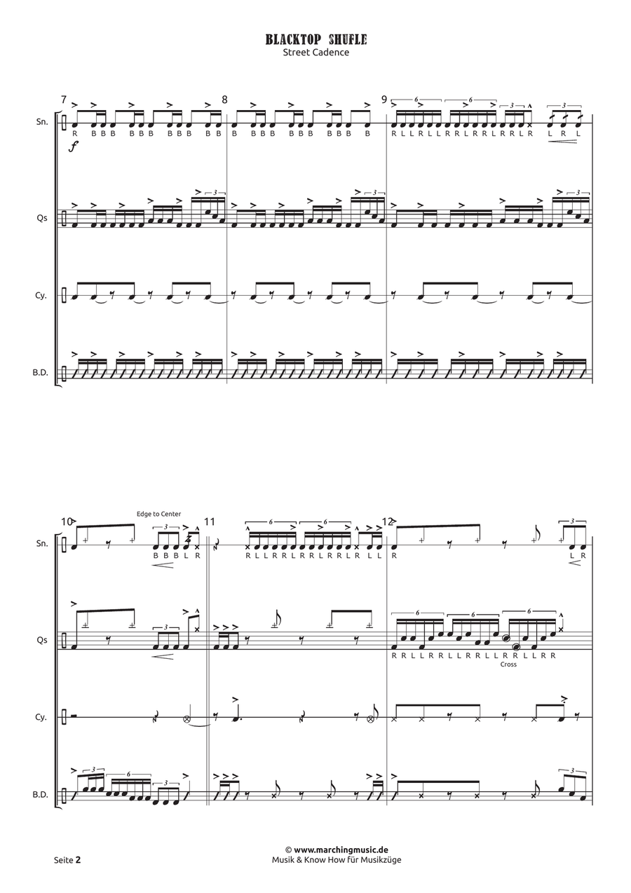 BLACKTOP SHUFFLE Drumline Cadence Drum Set scores gallery preview page 3