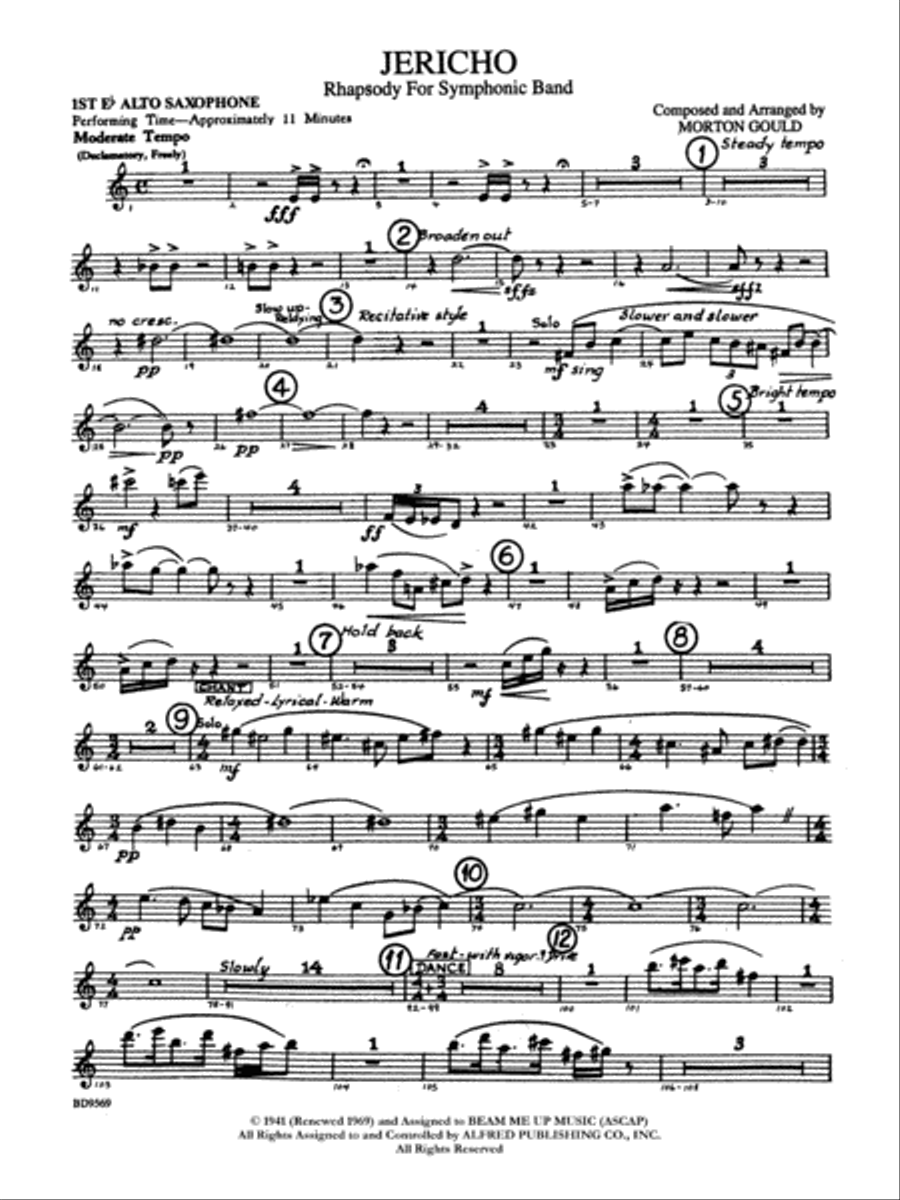 Jericho: E-flat Alto Saxophone Concert Band scores gallery preview page 1