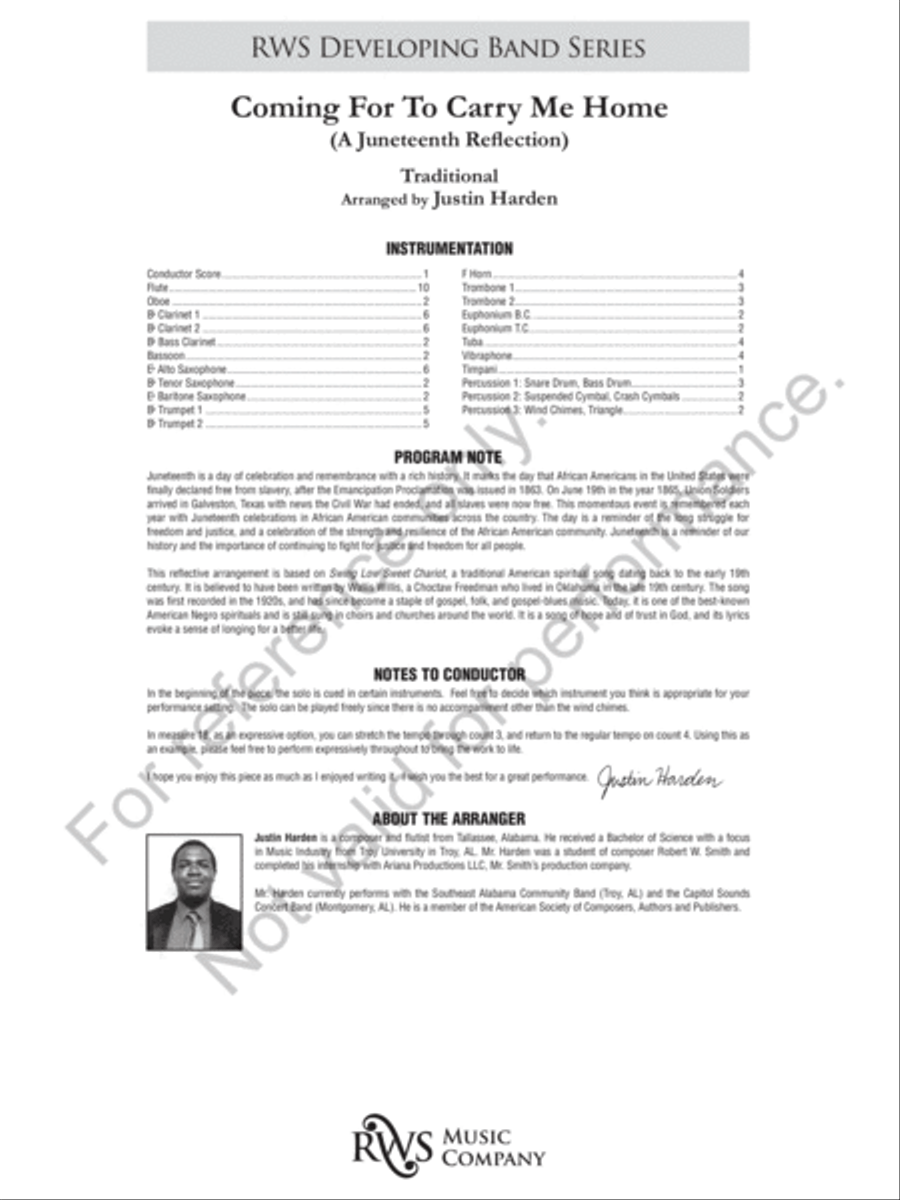 Coming for to Carry Me Home Concert Band scores gallery preview page 3