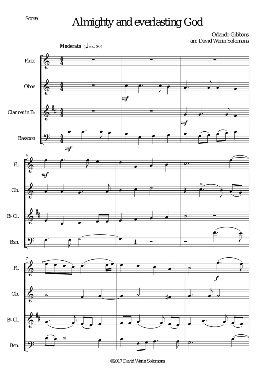 Almighty and everlasting God for wind quartet Woodwind Quartet scores gallery preview page 1