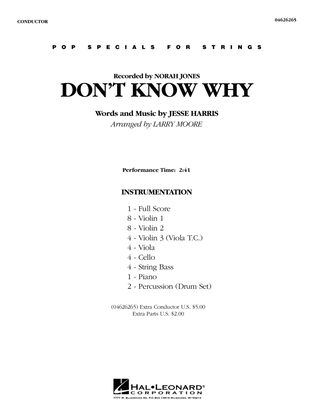 Don't Know Why (arr. Larry Moore) - Conductor Score (Full Score)