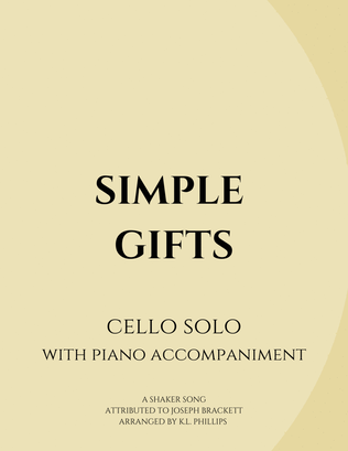 Simple Gifts - Cello Solo with Piano Accompaniment