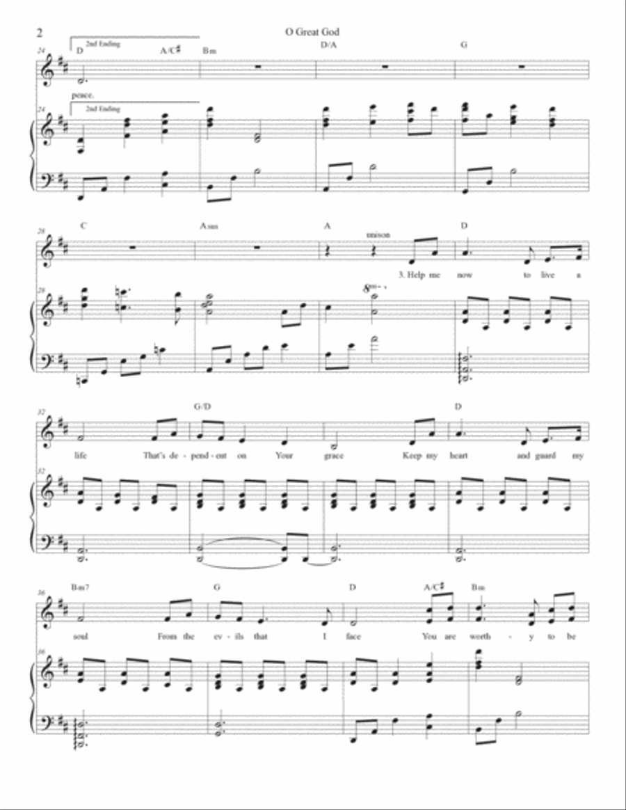 O Great God Piano, Vocal, Guitar scores gallery preview page 2