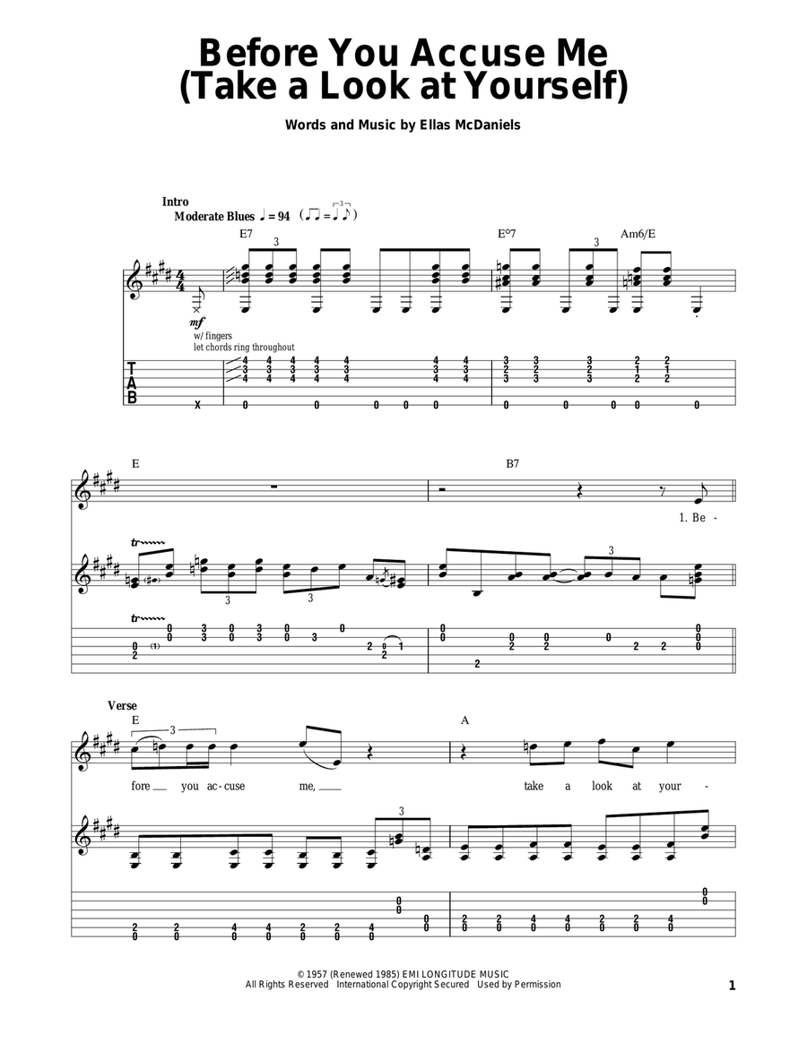 Before You Accuse Me (Take A Look At Yourself) Acoustic Guitar scores gallery preview page 1