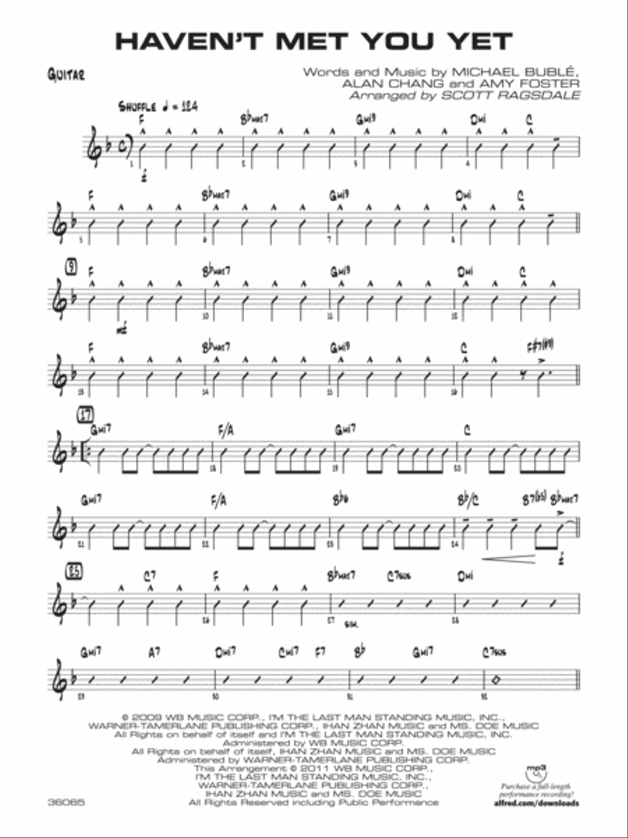 Haven't Met You Yet: Guitar Jazz Ensemble scores gallery preview page 1
