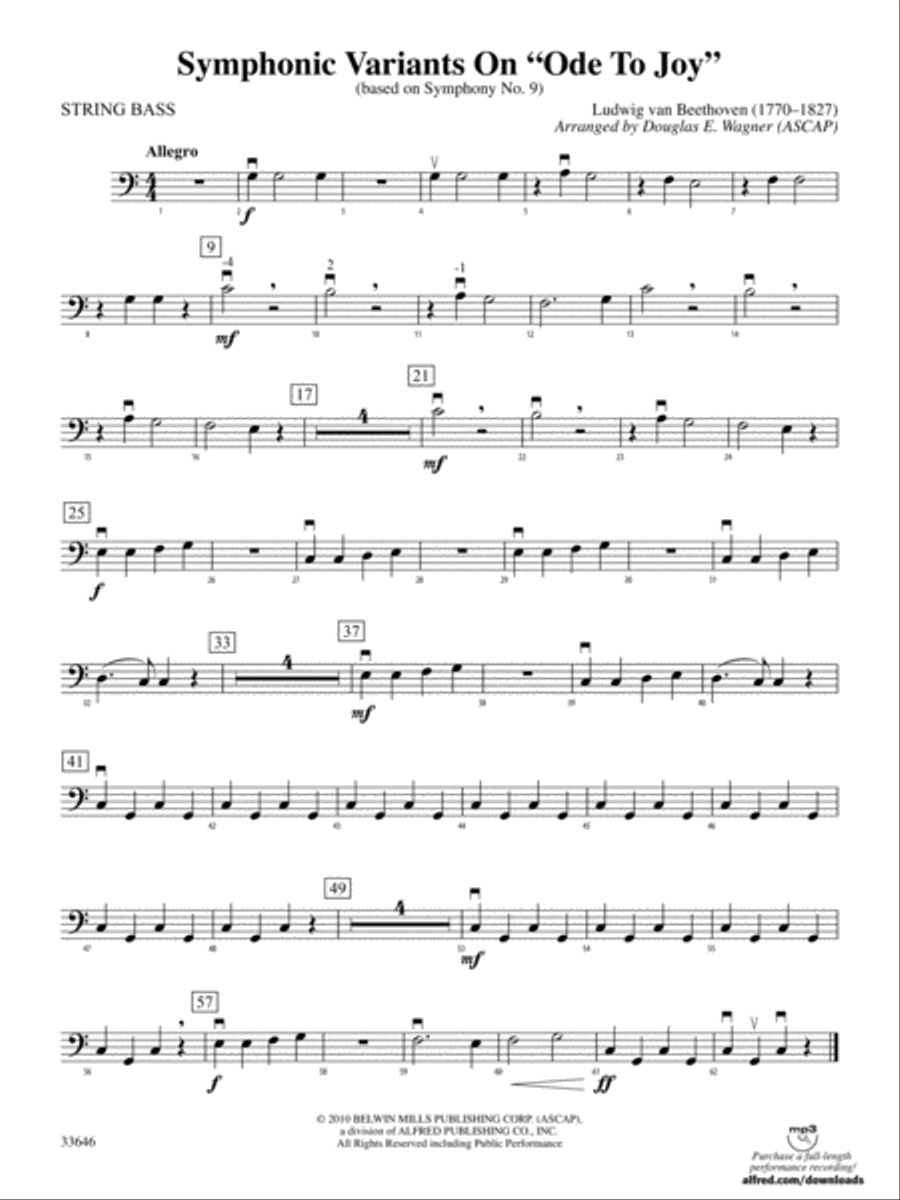 Symphonic Variants on Ode to Joy: String Bass String Orchestra scores gallery preview page 1