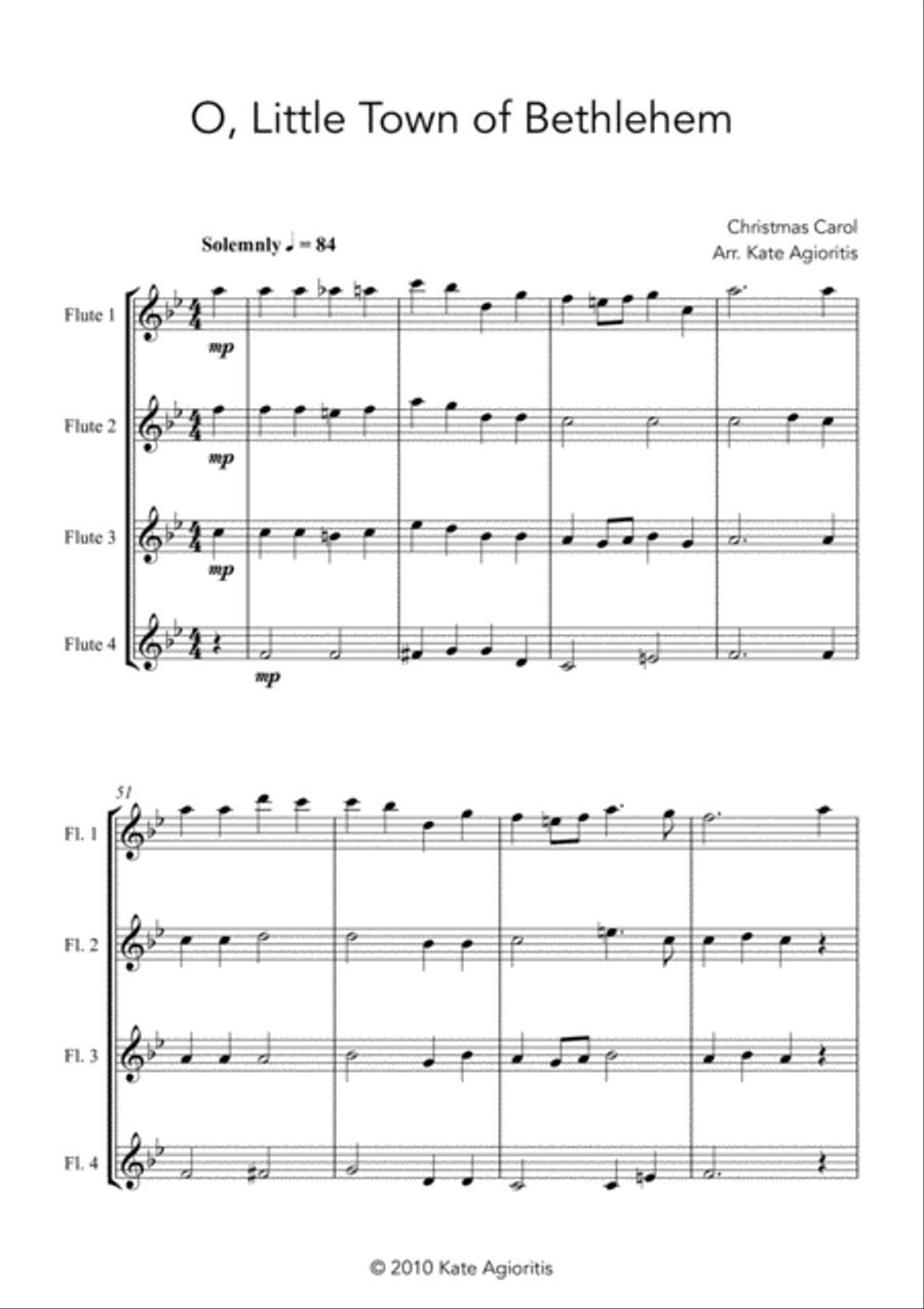 O Little Town of Bethlehem - Flute Quartet O Little Town of Bethlehem - Flute Quartet Flute Quartet scores gallery preview page 6