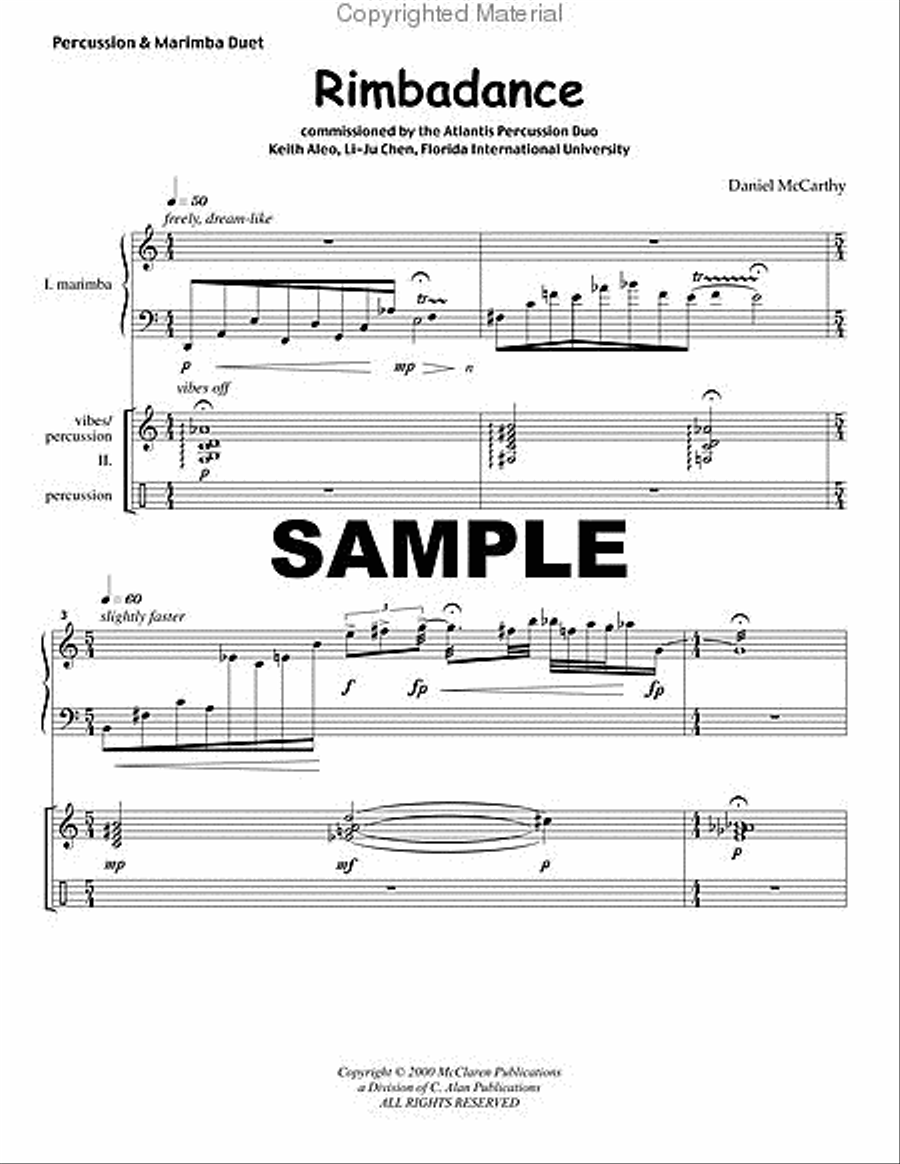 Rimbadance Percussion Ensemble scores gallery preview page 2