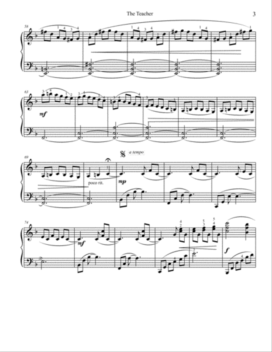 The Teacher Piano Solo scores gallery preview page 3