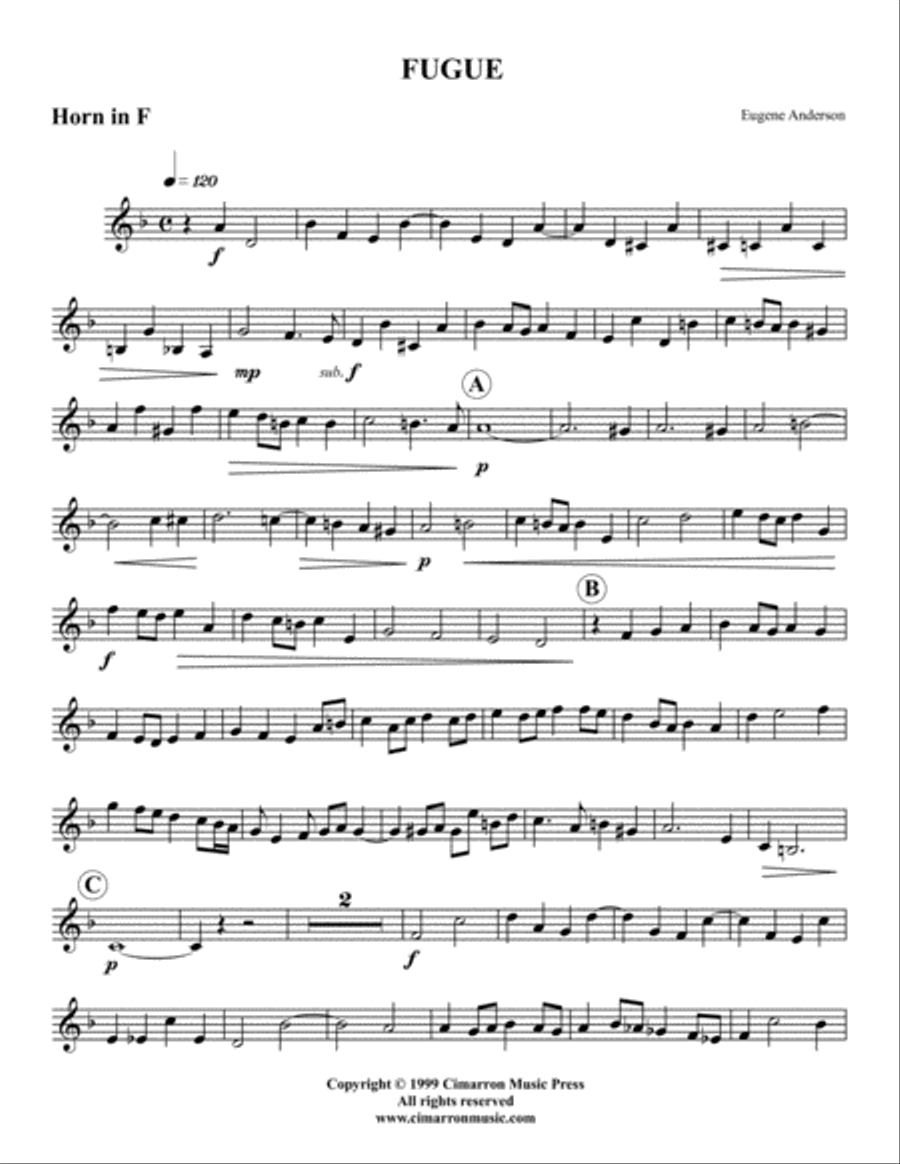 Fugue for Low Brass Trio Brass Trio scores gallery preview page 4
