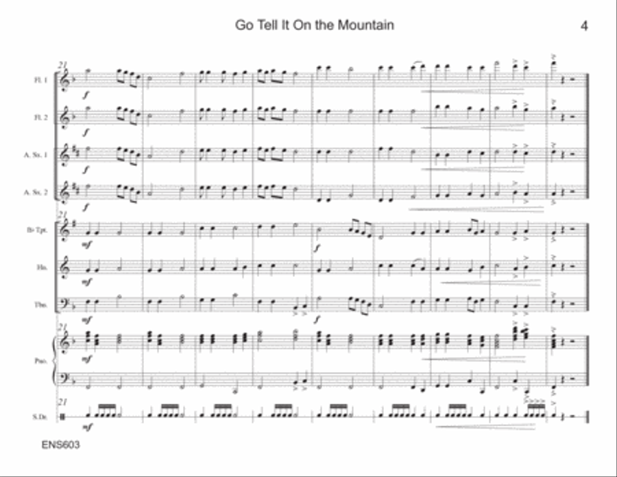 GO TELL IT ON THE MOUNTAIN - Instrumental Ensemble (flexible instrumentation) Large Ensemble scores gallery preview page 4